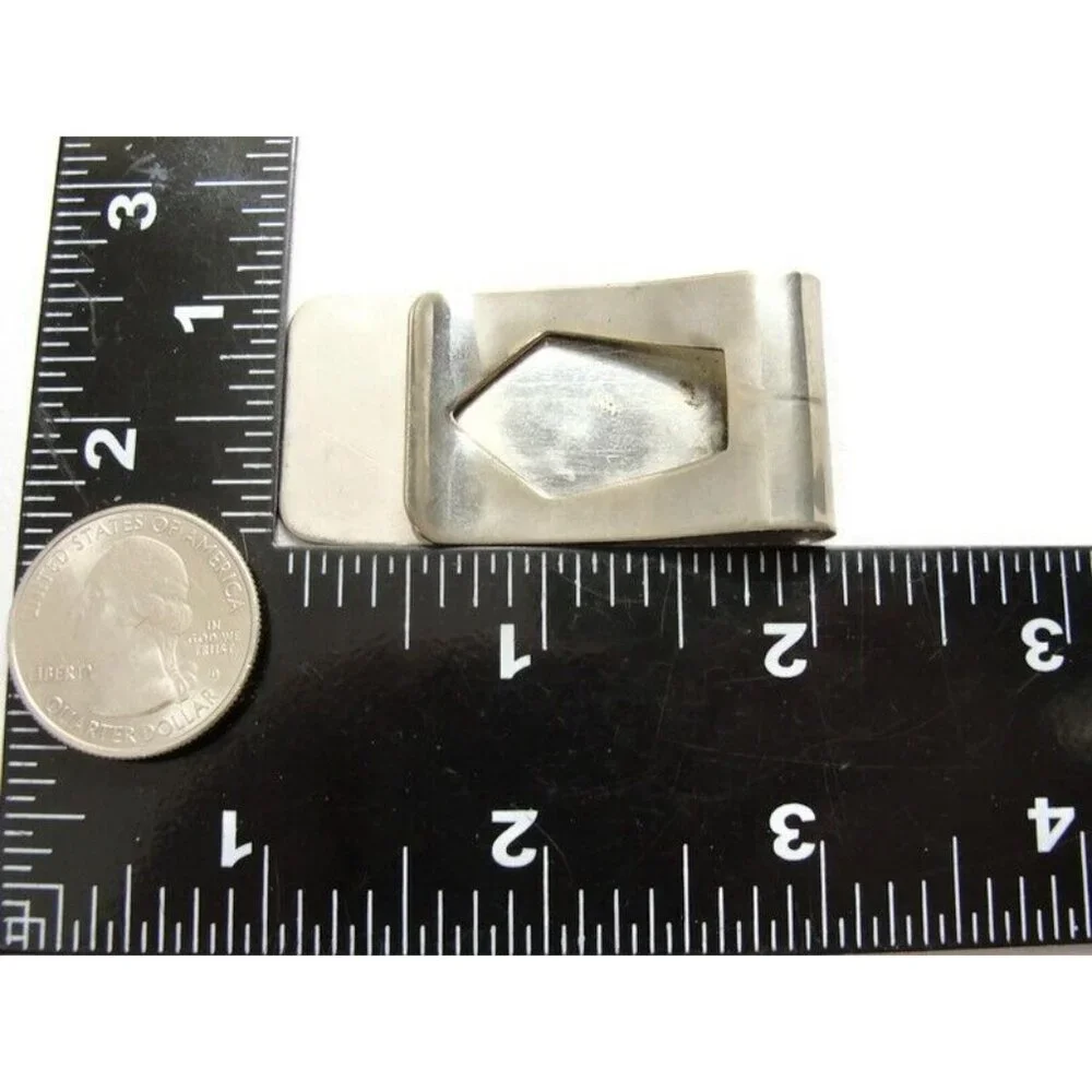 Vintage Silver Tone Money Clip Men Wallet ID Credit Card Holder